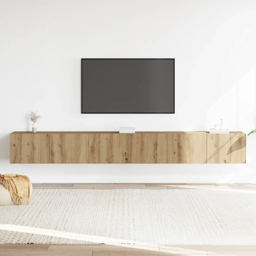vidaXL Set Mobile TV 3 pz Montato a Parete Rovere in Truciolato