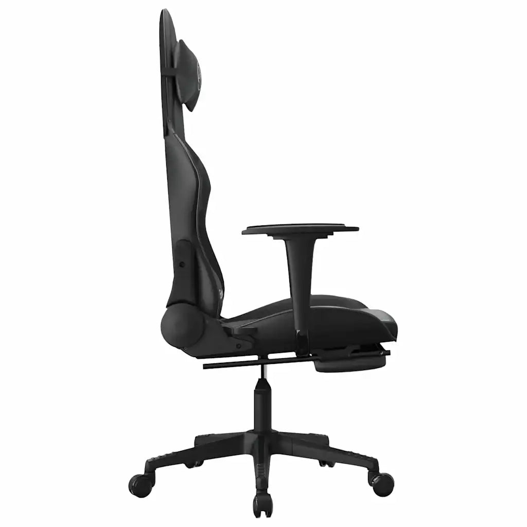 Sedia da Gaming con Massaggio e Poggiapiedi Nera in Similpelle 345465