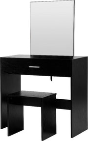 Tavolo di sostegno in legno - con specchio e spazio di stoccaggio - compatto e stile - costruzione in MDF robusta - nero - 82x39x75 cm