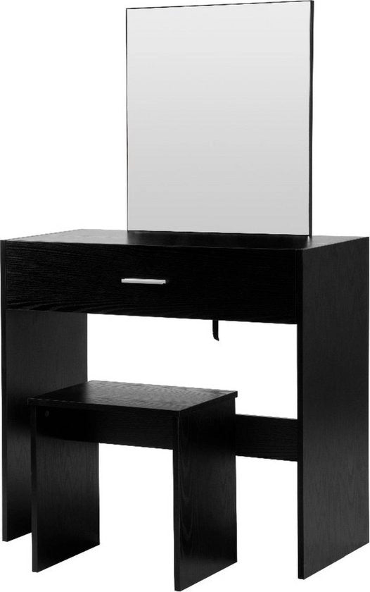 Tavolo di sostegno in legno - con specchio e spazio di stoccaggio - compatto e stile - costruzione in MDF robusta - nero - 82x39x75 cm