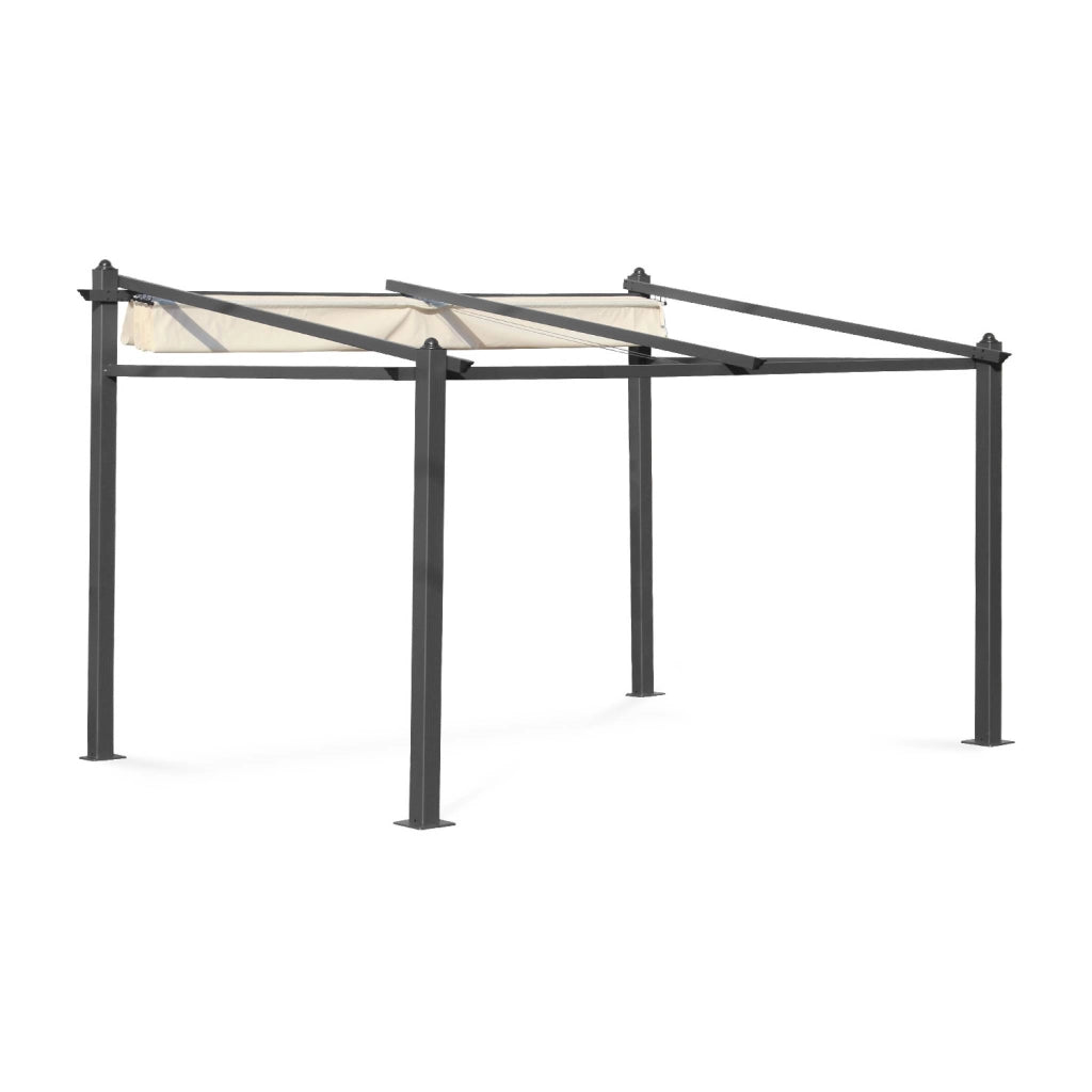 3x4m  pergola in alluminio con copertura scorrevole, ecrù