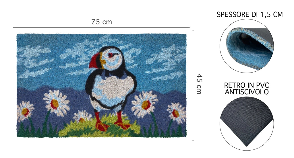 Zerbino Ingresso Casa In Fibra Di Cocco Con Base In Pvc  Penguin