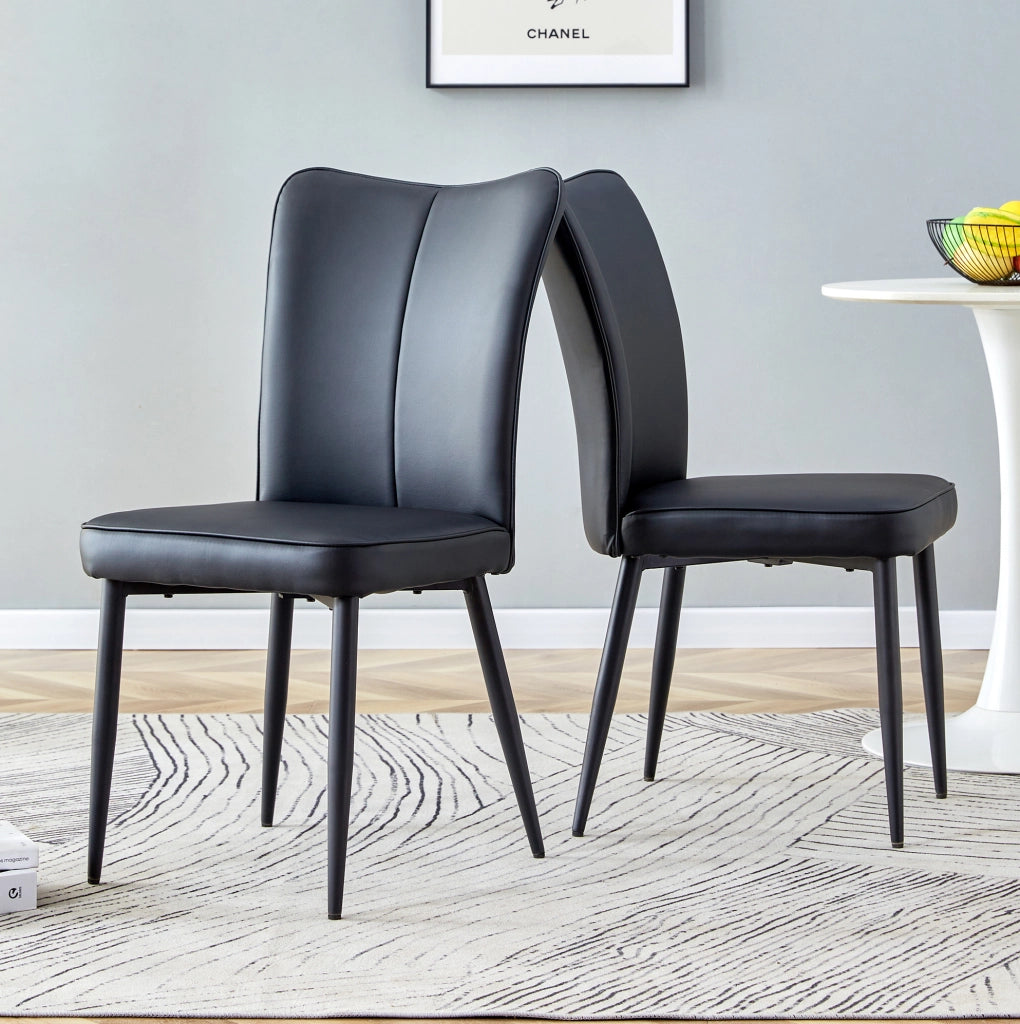 Sedia da sala da pranzo design nera, set da 2, PU, 45 x 44 x 89 cm, per ufficio