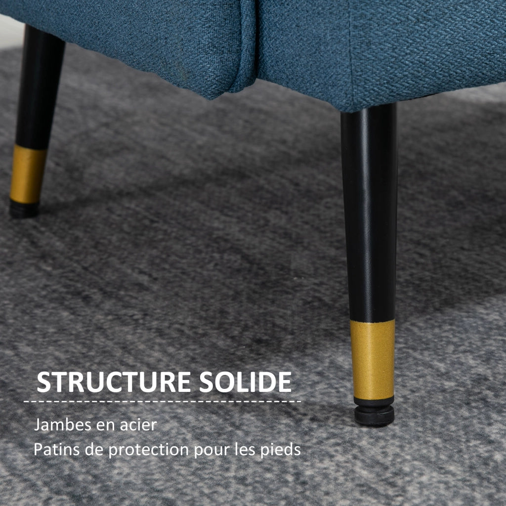 Poltrona capitonnata con braccioli e gambe in metallo ¨C zephmum ¨C blu scuro tessuto 72x70x80 cm