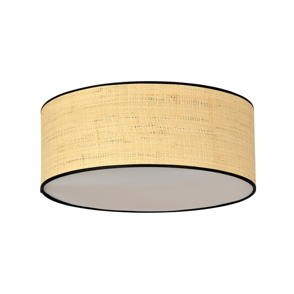 Lampada a sospensione ASTON in acciaio e rattan naturale