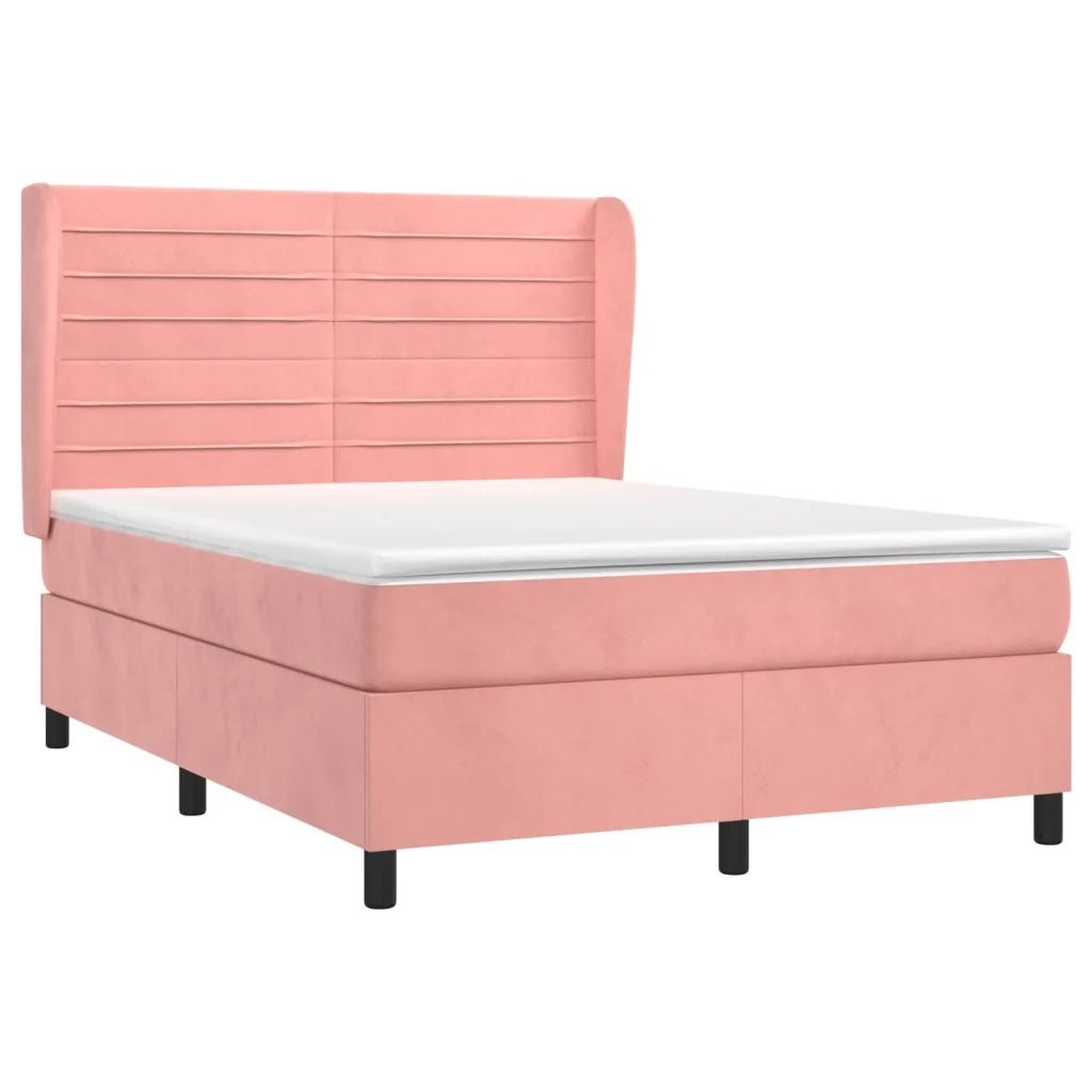 Giroletto a Molle con Materasso Rosa 140x190 cm in Velluto 3129272