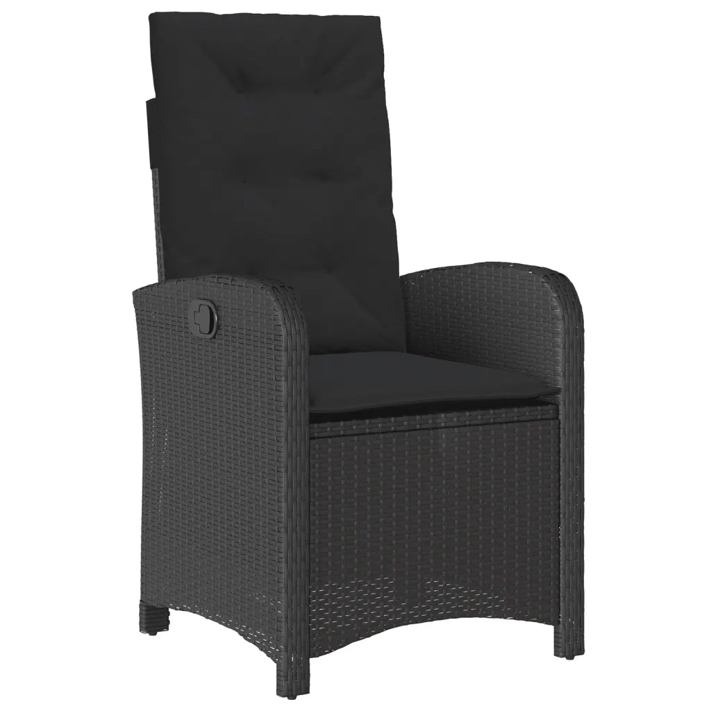 Set da Pranzo da Giardino 9 pz con Cuscini Nero in Polyrattan 3212252