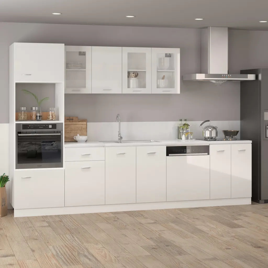 Mobile Microonde Bianco Lucido 60x57x207 cm Legno Multistratocod mxl 73074