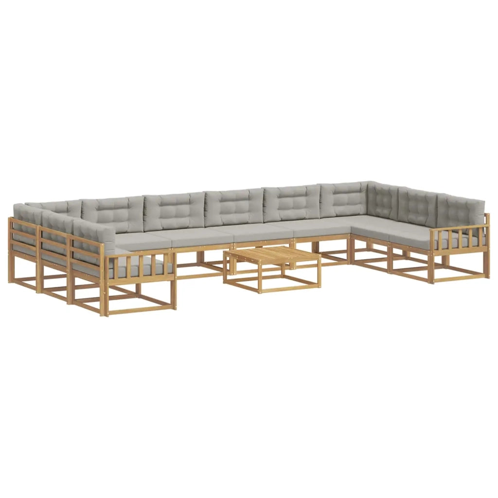 Set di divani da esterno 11 pcs Bianco e Grigio Chiaro