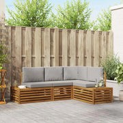 Set di divani da esterno 4 Pezzo Grigio Naturale e Chiaro