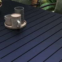 Tavolo da Giardino Espandibile Rettangolare per 6-8 Persone, in Alluminio, 180/240L x 94l x 73H cm, Nero