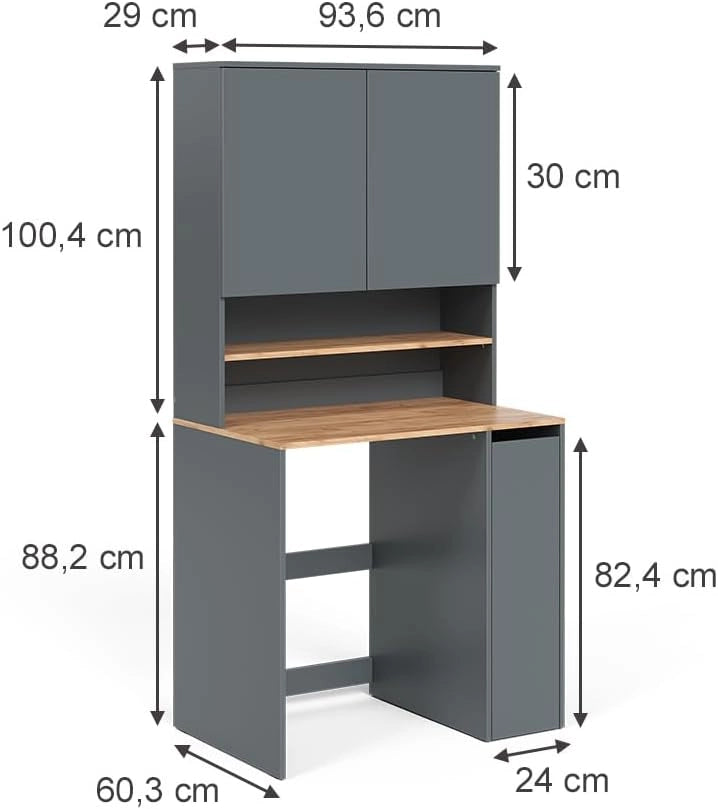 Mobile lavatrice Viktor, Antracite/quercia dorata, 93.6 x 88.2 cm 2 parti con ripiano