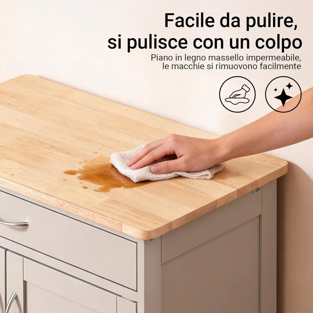Mobile Cucina Salvaspazio con Ruote, Carrello Cucina con Ruote, Mobiletto Cucina con Cassetti e Portabottiglie, Mobiletto Credenza Cucina per Cucina o Sala da Pranzo, Cachi 67x38x86cm FKW45-KA