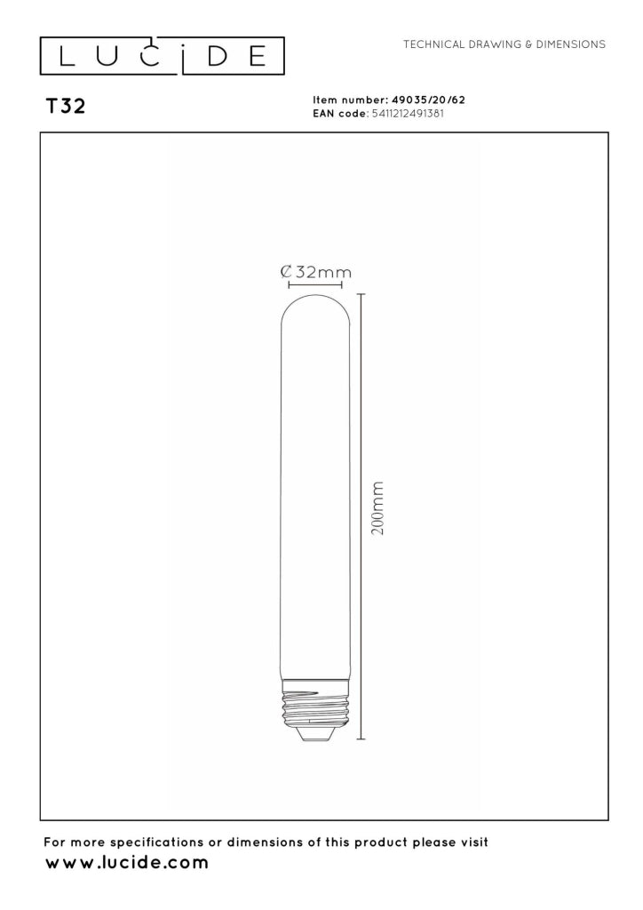 Lampadina LED filamentare ambra tubo E27 2200K Lucide