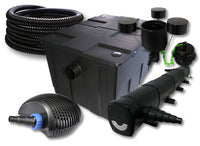 Set filtro per laghetto da 60.000l Chiarificatore 72W Pompa ECO 40W Tubo 25m Skimmer