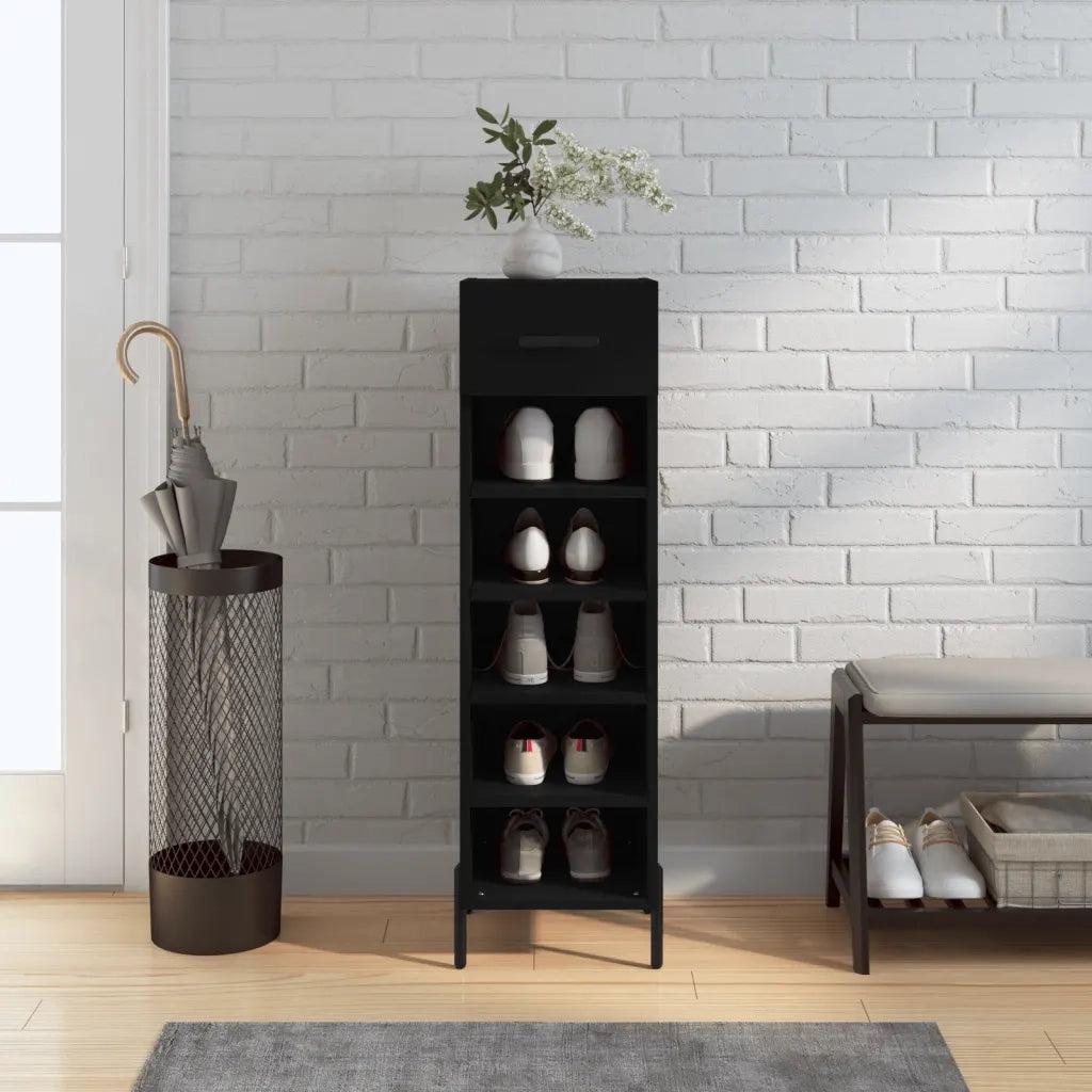 Scarpiera | Mobile per scarpe Nera 30x35x105 cm in Legno Multistrato