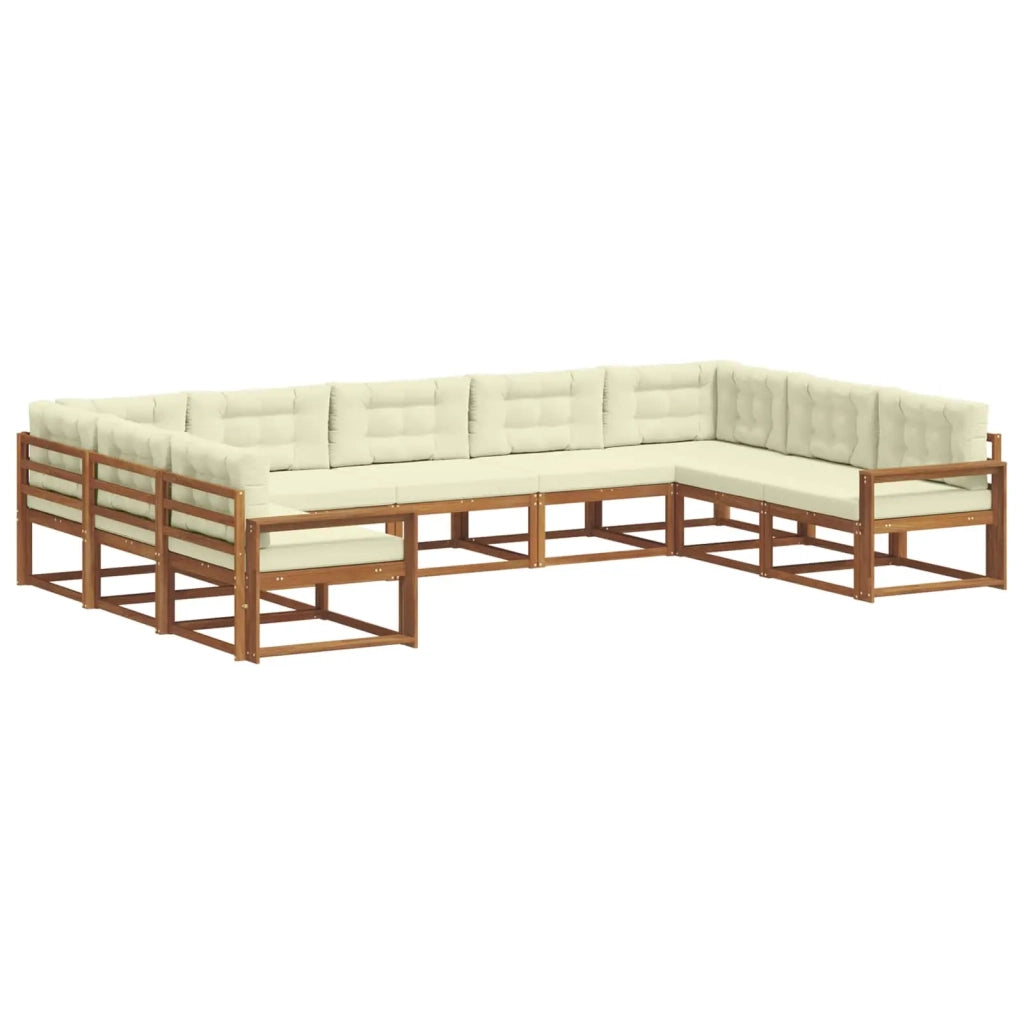 Set di divani da esterno con cuscino 9 pcs Naturale e Crema