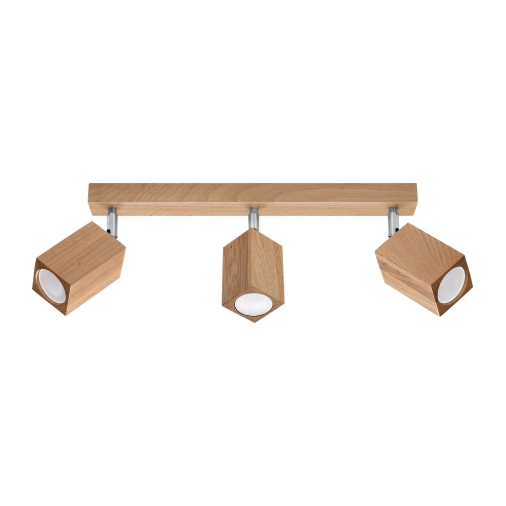 Plafoniera BAMBU 3 faretti rovere scuro cromato GU10