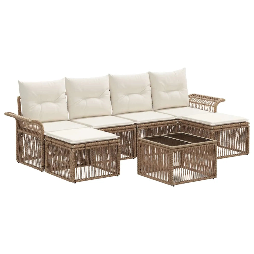 Set Divano da Giardino 7 pcs Beige polyrattan 3434913