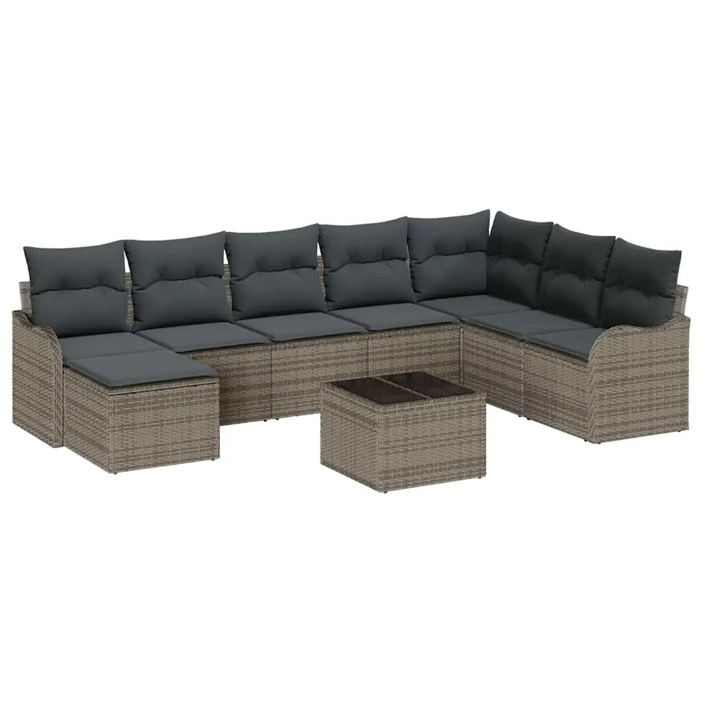 Set Divano da Giardino 9 pcs Grigio polyrattan 3354498
