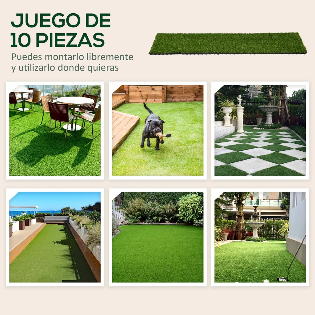 Tappeto erba sintetica 10 pezzi ¨C Zephmum ¨C Verde scuro 20mm 30x30cm