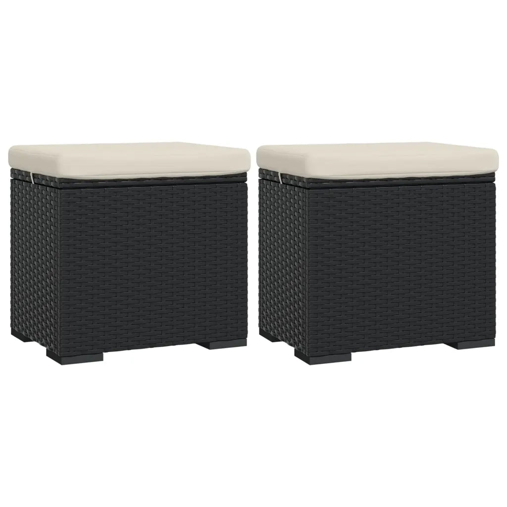 Ottomane con Cuscini 2pz Nero 40x30x40 cm in Polyrattan 319394