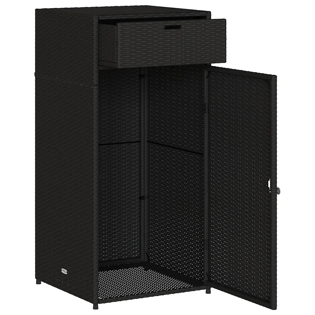 Armadietto Portaoggetti da Giardino Nero 55x55x111cm Polyrattan 365559