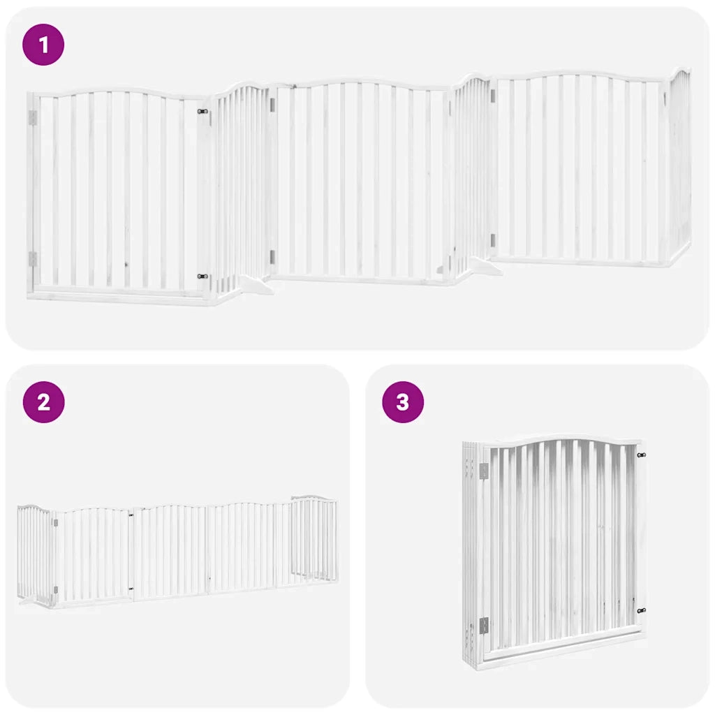 vidaXL Cancello Cani Porta Pieghevole Bianco 6 Pannelli 480 cm Pioppo