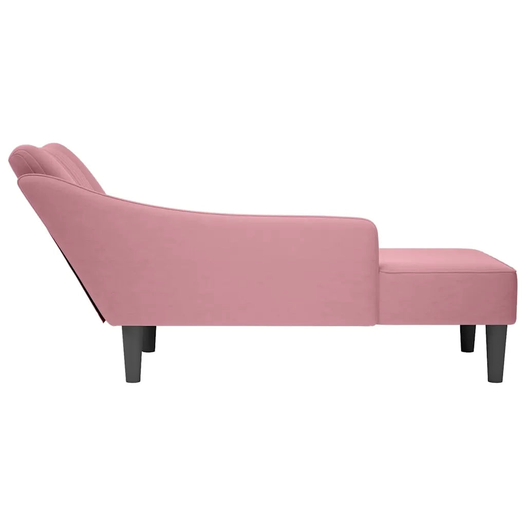 Sdraio con Bracciolo Destro in Velluto Rosa 4009795