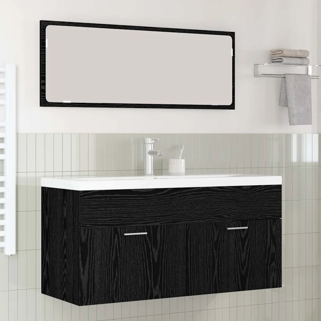 Mobile da Bagno con porta Rovere Nero 100 x 38,5 x 46 cm 3416196