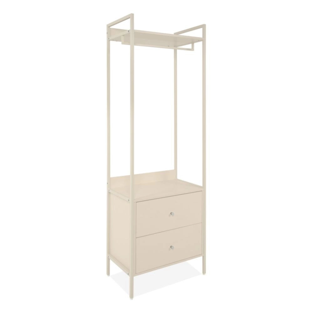 Mobile Ingresso Dhaka41A con Appendiabiti, Ripiano Superiore e 2 Cassetti Beige