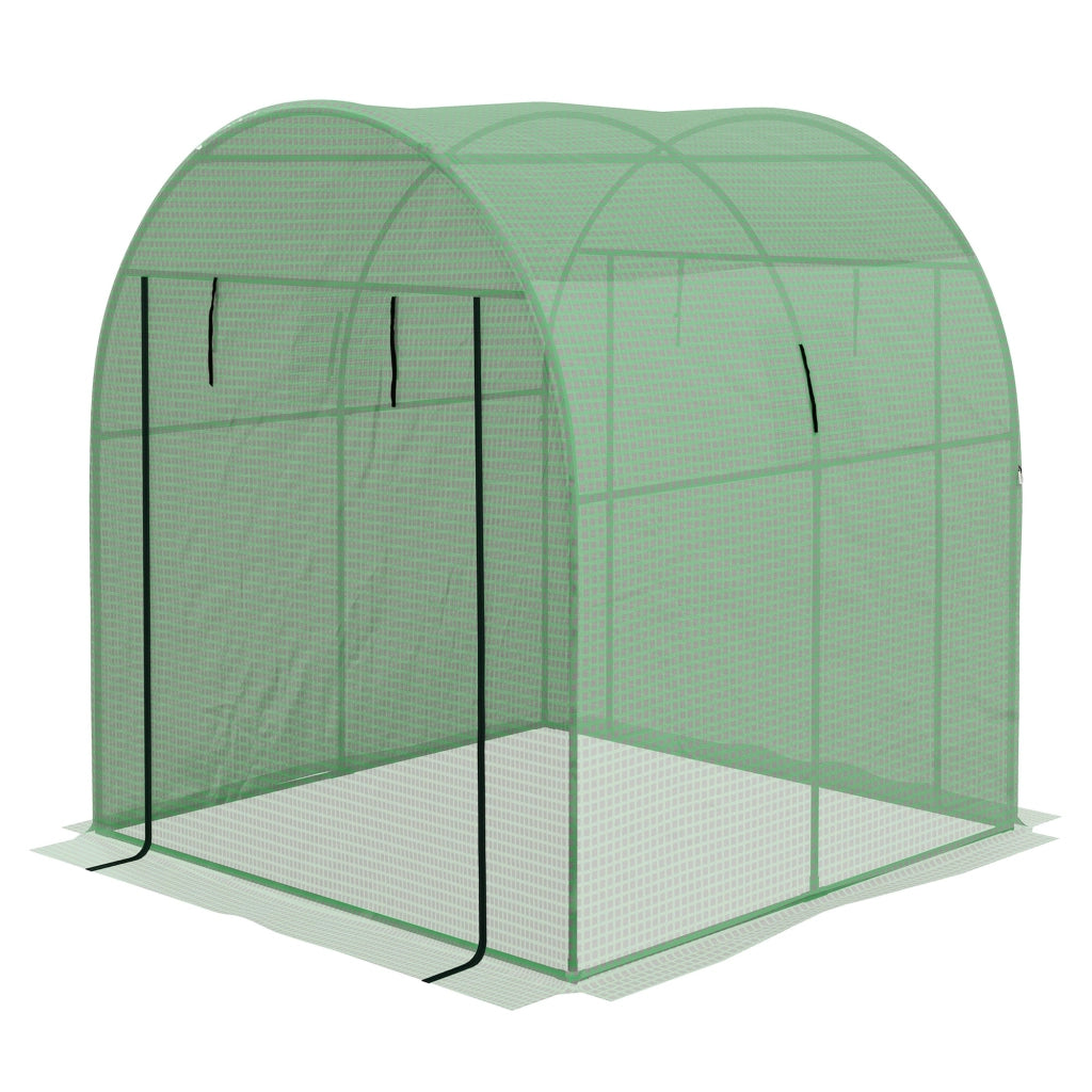 Serra a Tunnel per Orto con Porte Avvolgibili e Finestre 1,8x1,8x2m in Acciaio e PE Anti UV  Verde