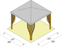 Gazebo da Giardino in Legno 3x3m con Copertura in PVC Taini Calice Pocket Noce