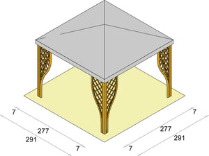 Gazebo da Giardino in Legno 3x3m con Copertura in PVC Taini Calice Pocket Noce