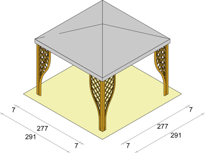 Gazebo da Giardino in Legno 3x3m con Copertura in PVC Taini Calice Pocket Noce