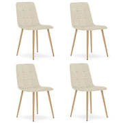Set di 4 Sedie Kara in Velluto Beige con Gambe Effetto Legno