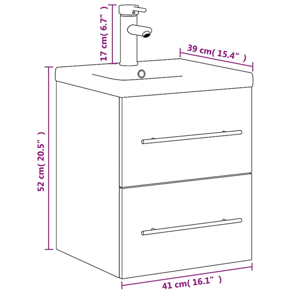 Mobile bagno con lavabo integrato 41 x 38,5 x 48 cm moderno in legno composito bianco 02_0055537