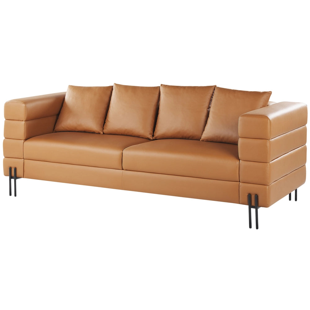 Divano Marrone Ecopelle Gambe In Metallo 3 Posti Design Moderno Mobili Soggiorno Moderni