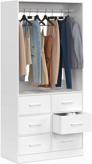 Armadio UPPAH lungo 80 cm con 6 contenitori in tessuto bianco