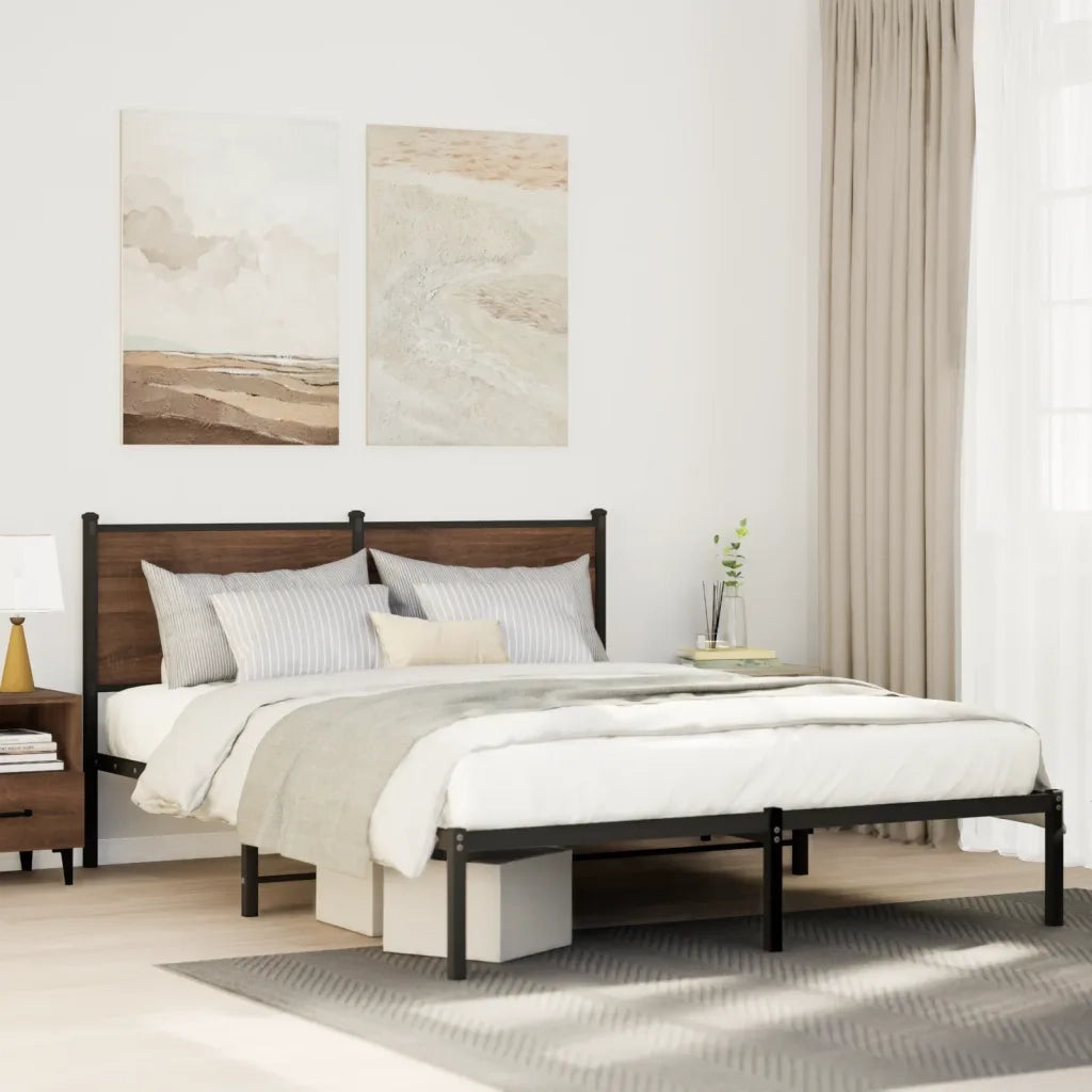 Giroletto senza Materasso in Metallo-Struttura Letto Rovere Fumo 140x190 cm 734620