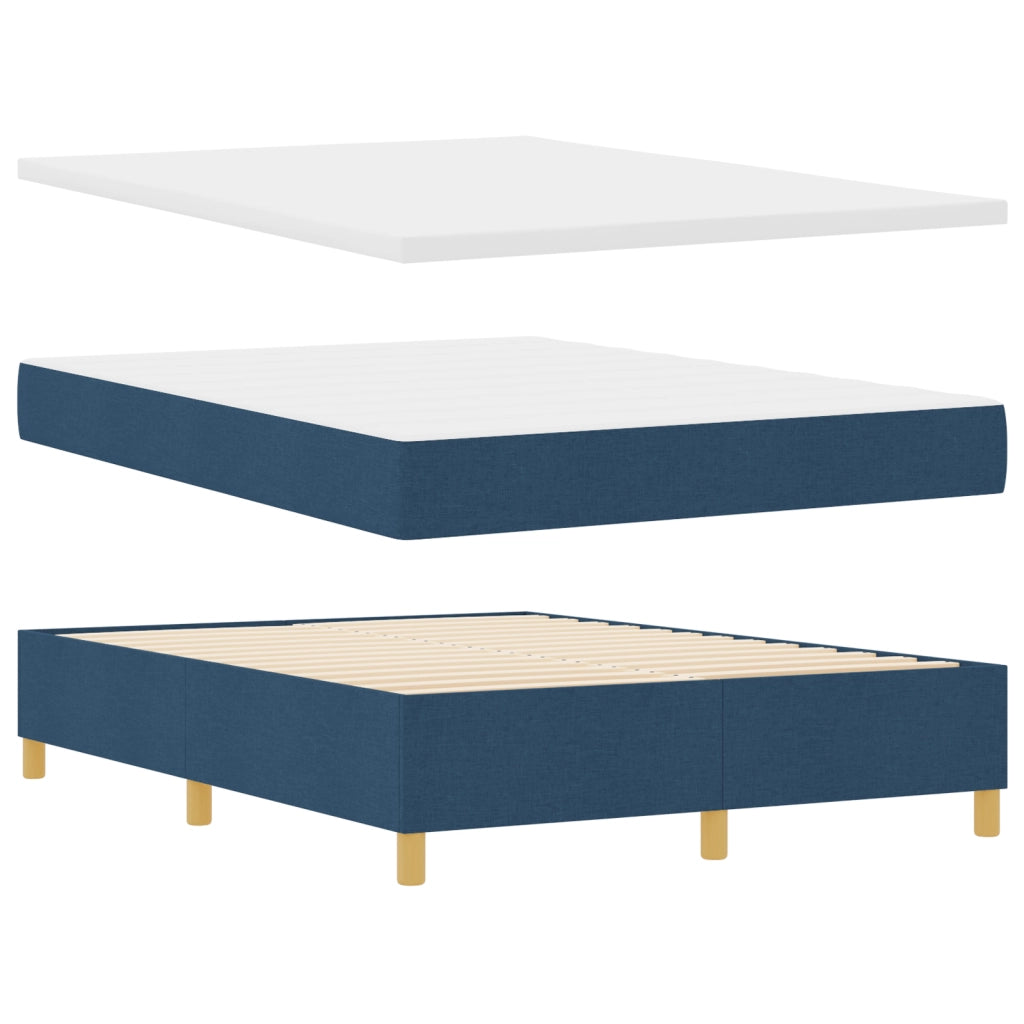 Letto Box Spring con Materasso e LED Blu 160x200 cm Tessuto