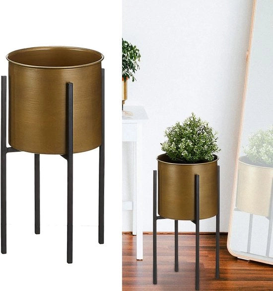 Frammento di vaso in due parti | H 40 cm nero oro | supporto per fiori vaso decorativo arredamento (1 x 40 cm oro)