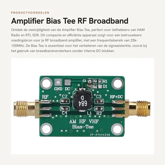 Amplificatore di Bias Tee - Amplificatore RF a banda larga - Compatto - Alimentazione a fibra ottica - 25k-100MHz