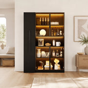 Vetrina in MDF nero 110x35x160 cm con LED a colori e ripiani estraibili
