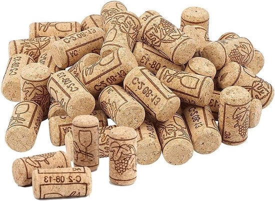 Cork di legno per vini - Stopperi naturali retti - 50 pezzi - Preservazione dei vini naturali - Resistente all'umidità - Decorazione del vetro.