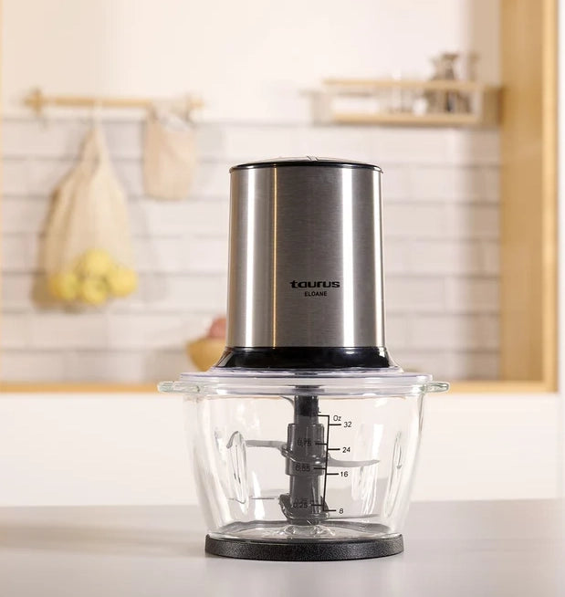 Taurus eloane - tritatutto elettrico, 400w, capacità 1l, recipiente smontabile lavabile in lavastoviglie, piedini antiscivolo, bpa free, doppia lama in acciaio inox ad alte prestazioni