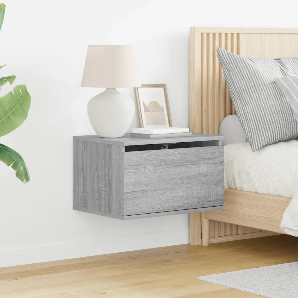 Comodino a Parete con luci LED Grigio Sonoma 836836