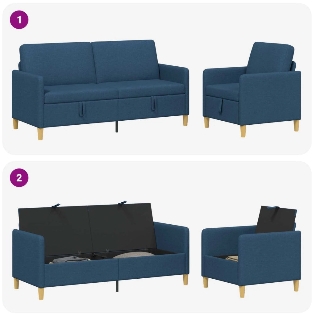 Set di Divani con Storage 2 pz Blu Poliestere 3429212
