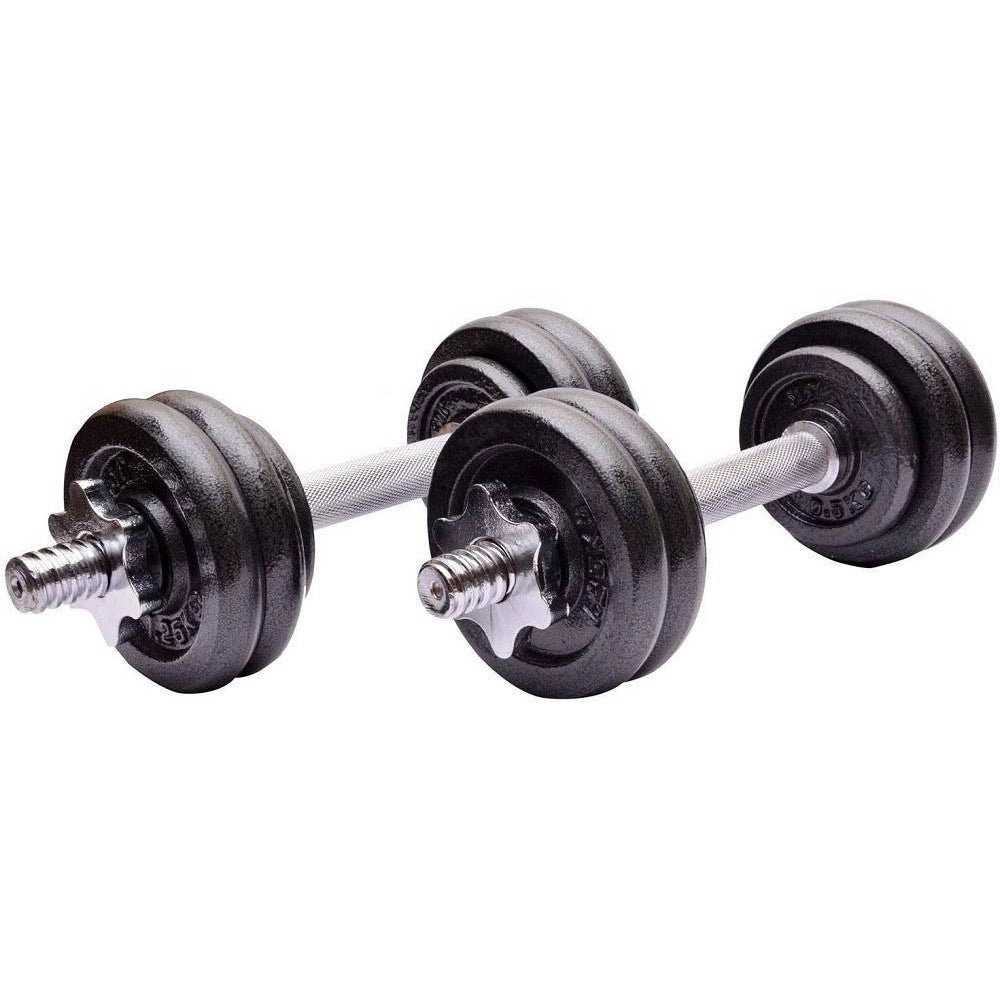 Trade Shop - Set Manubri Regolabili Ghisa Da 15 Kg Per Bodybuilding Fitness Sollevamento Pesi -