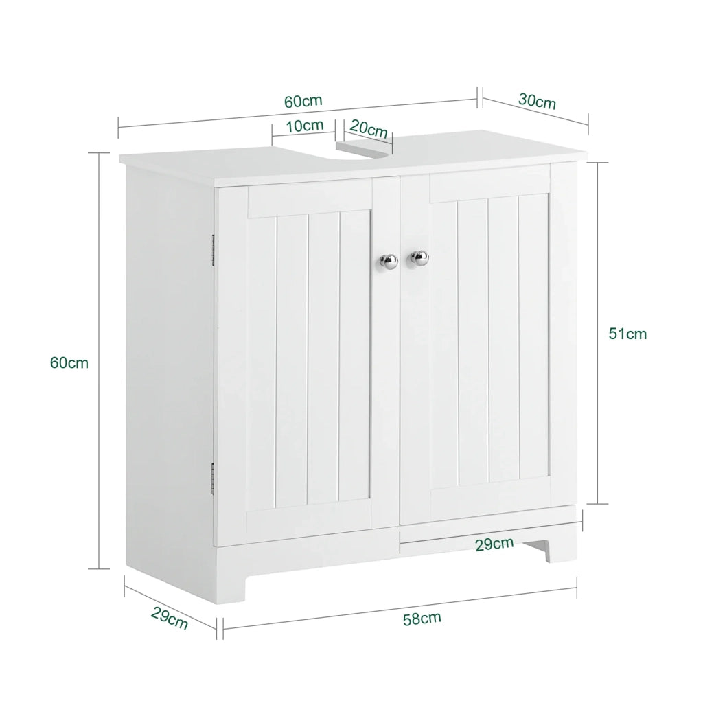Mobile sottolavabo per Bagno con 2 Ante mobili bagno L60*P30*A60 cm Bianco BZR18-W